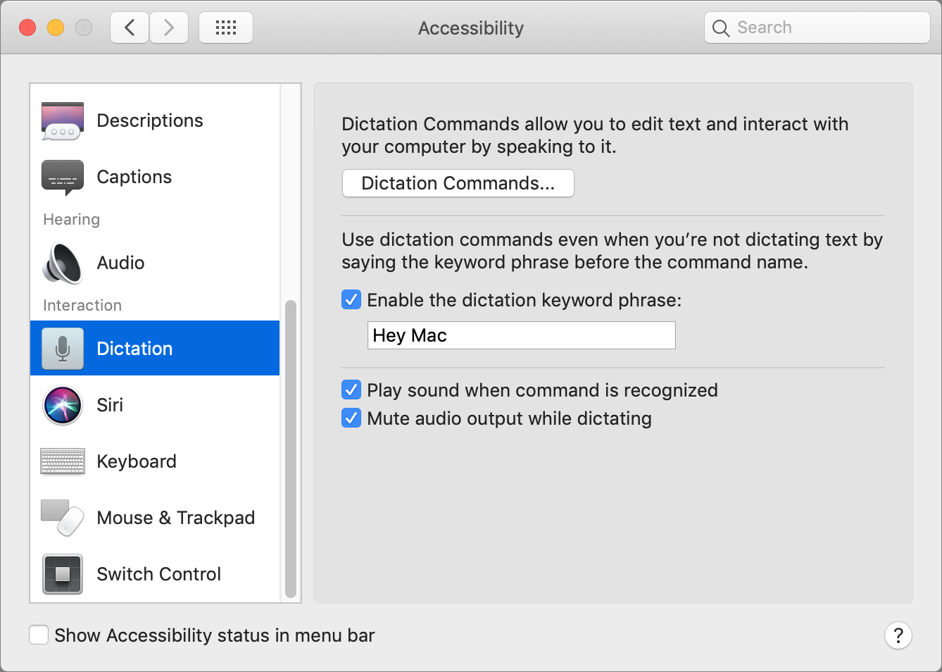 enable dictation in word for mac 2016